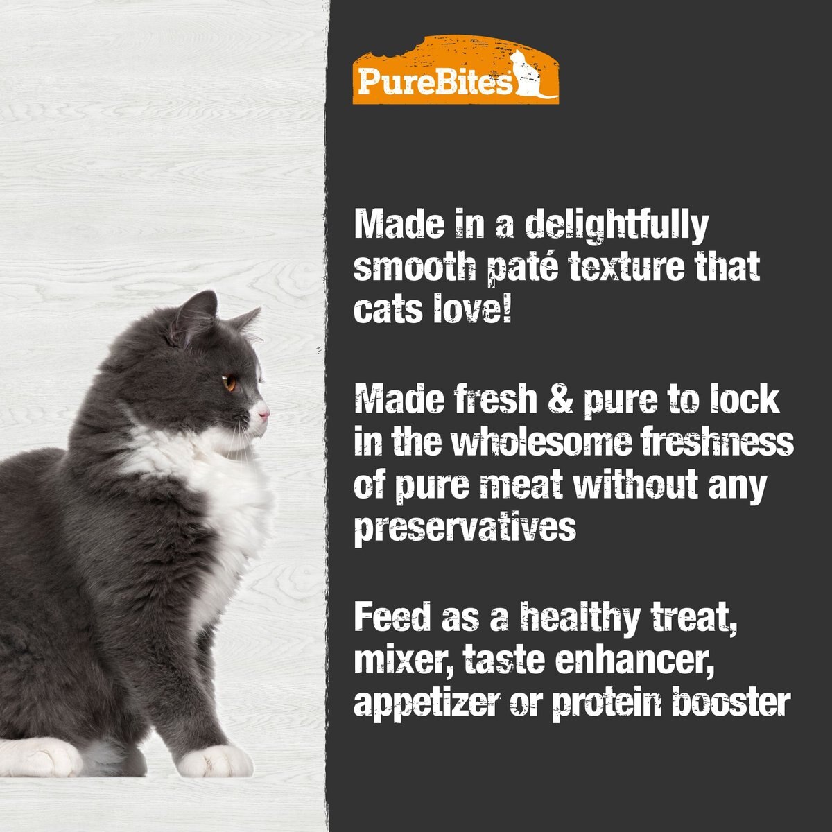 PureBites 100% Pure Duck Paté Cat Food Toppings， 2.5-oz can， 12 count