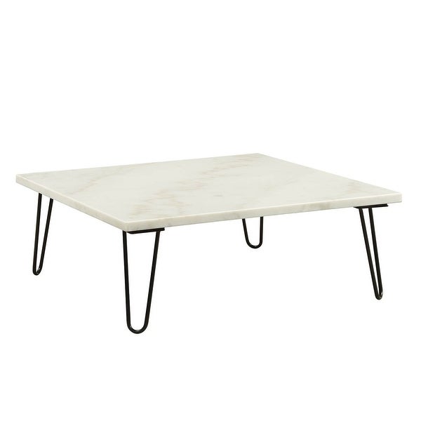 Industrial Coffee Table with White Marble Top， Center Table with Metal 