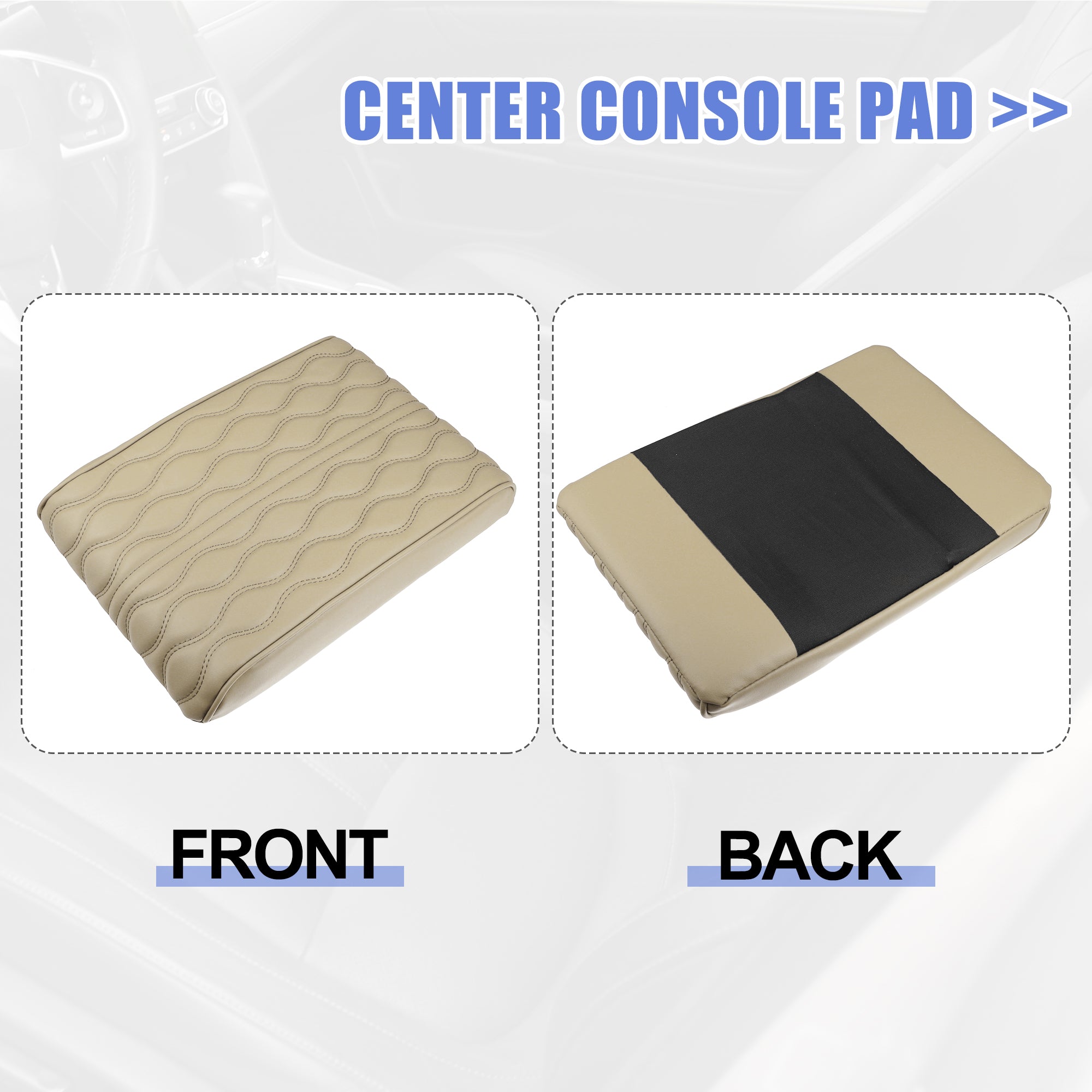 Auto Armrest Cushion Cover Center Console Box Pad Waterproof Faux Leather Cushion Pad Protector Universal Beige