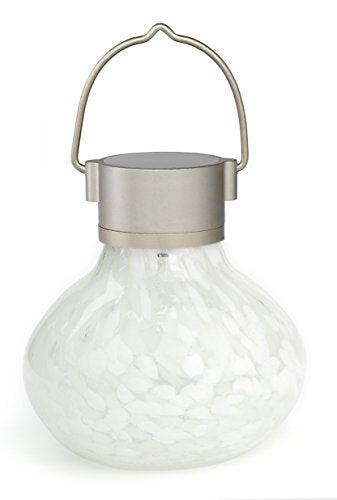 Allsop Home and Garden Solar Tea Lantern， Handblown Glass with Solar Panel and LED Light， Weather-Resistant for Outdoor