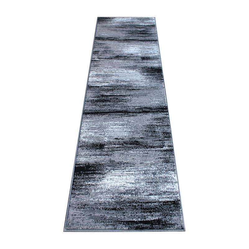 Masada Rugs Masada Rugs Trendz Collection 2'x7' Modern Contemporary Runner Area Rug in Gray， Black and White - Design Trz863