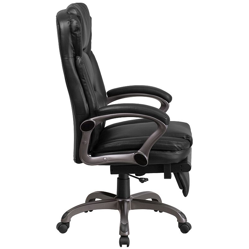 Emma and Oliver High Back Black LeatherSoft Reclining Ergonomic Outer Lumbar Swivel Office Chair