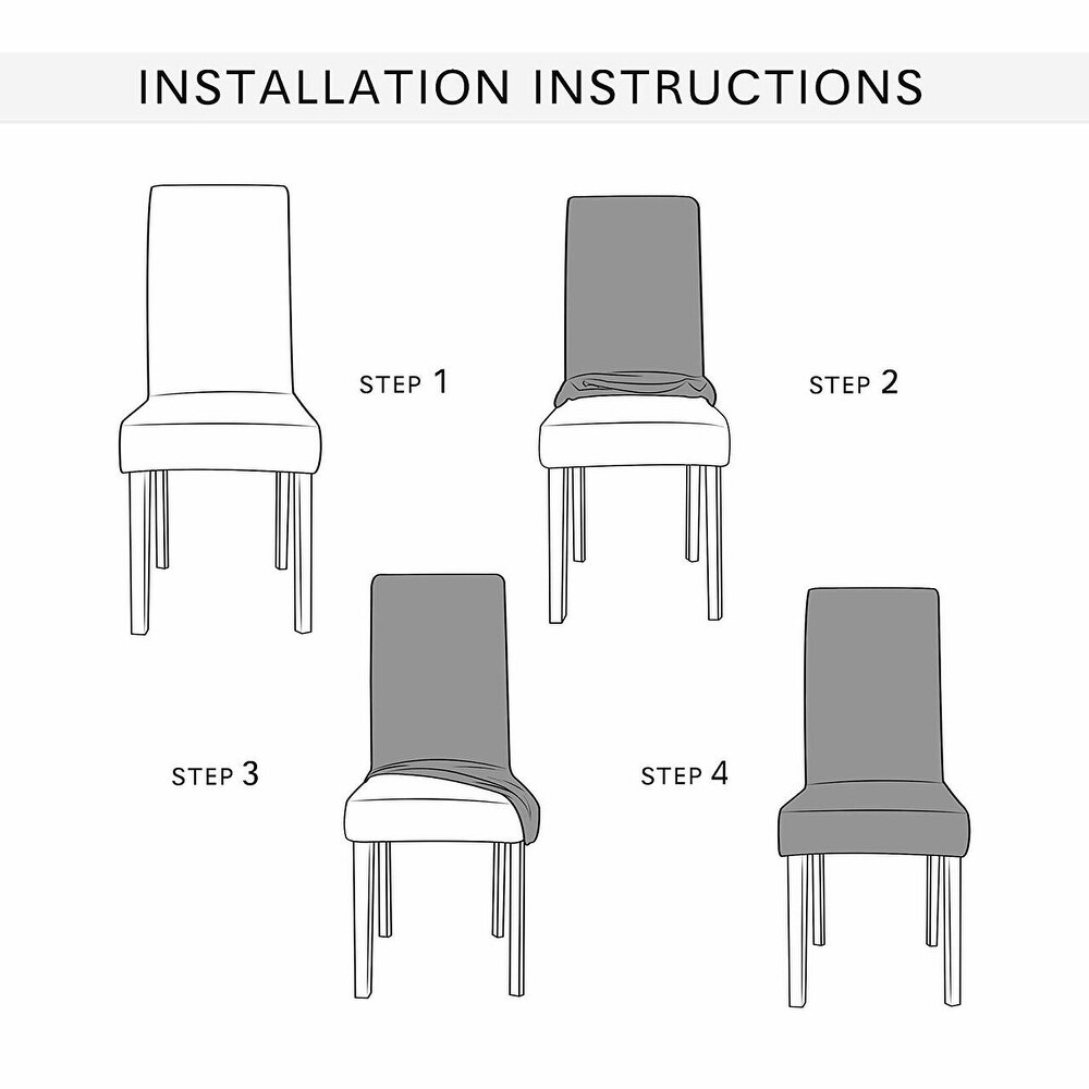 Enova Home Ultra Soft Stretch Fabric Dining Chair Slipcovers Removable Anti Dirty Fitted Furniture Protector Set of 4