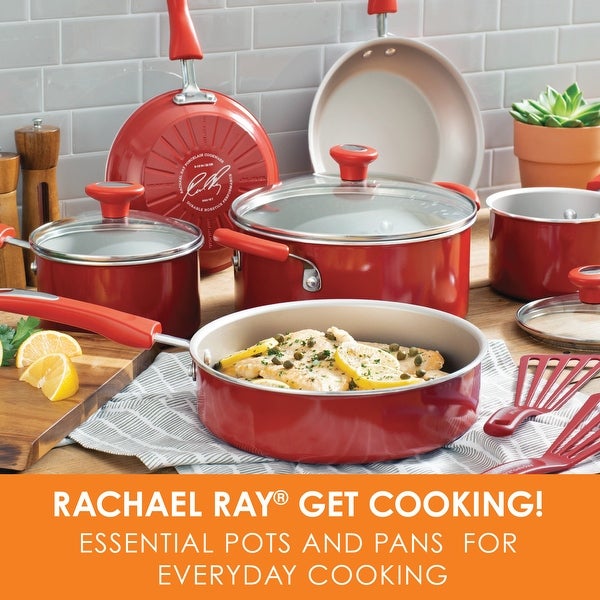 11-Piece Get Cooking! Pots and Pans Set， Cookware Set， Red