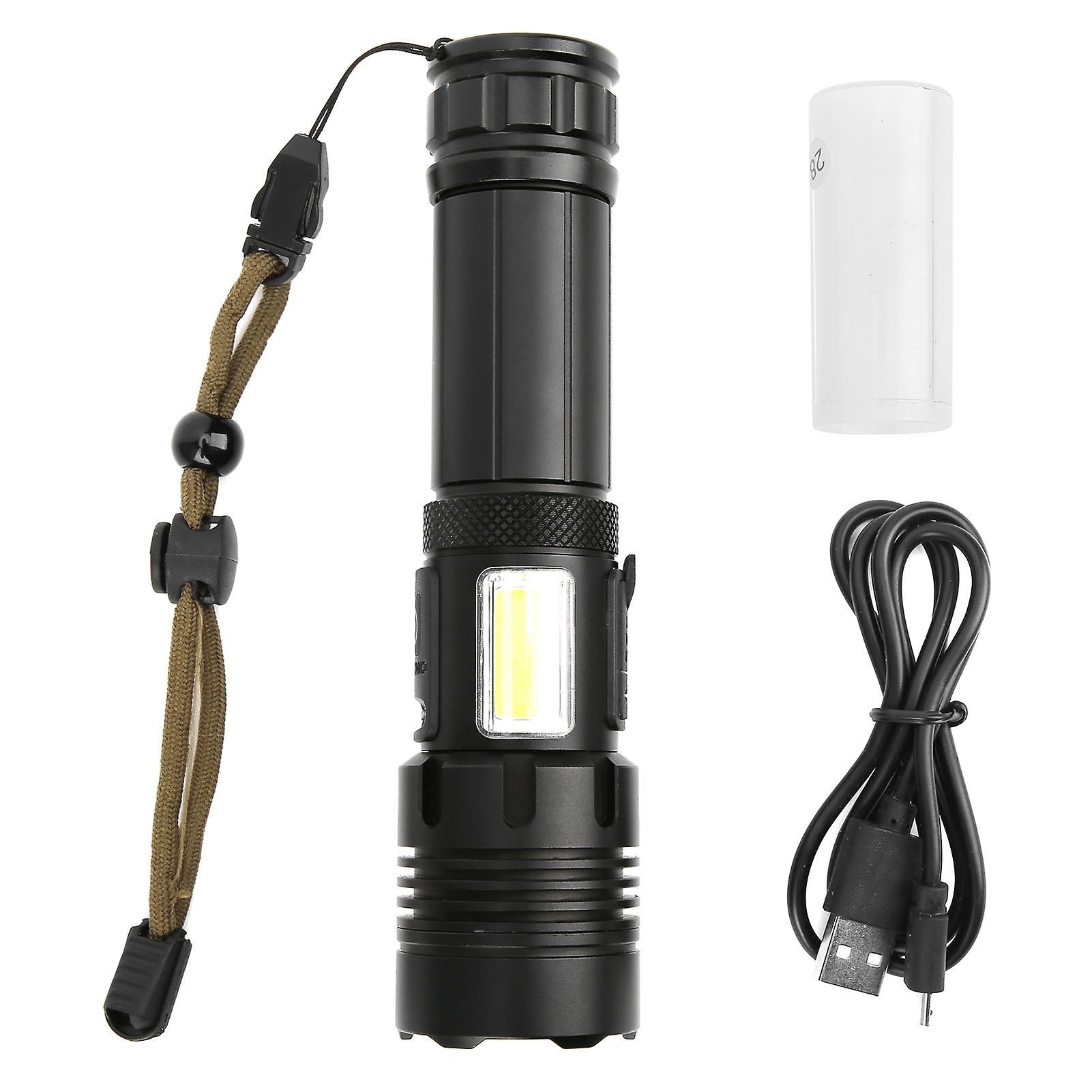 Xhp70+cob Red And White Light Strong Brightness Zoom Flashlight Charging Torch Equipment