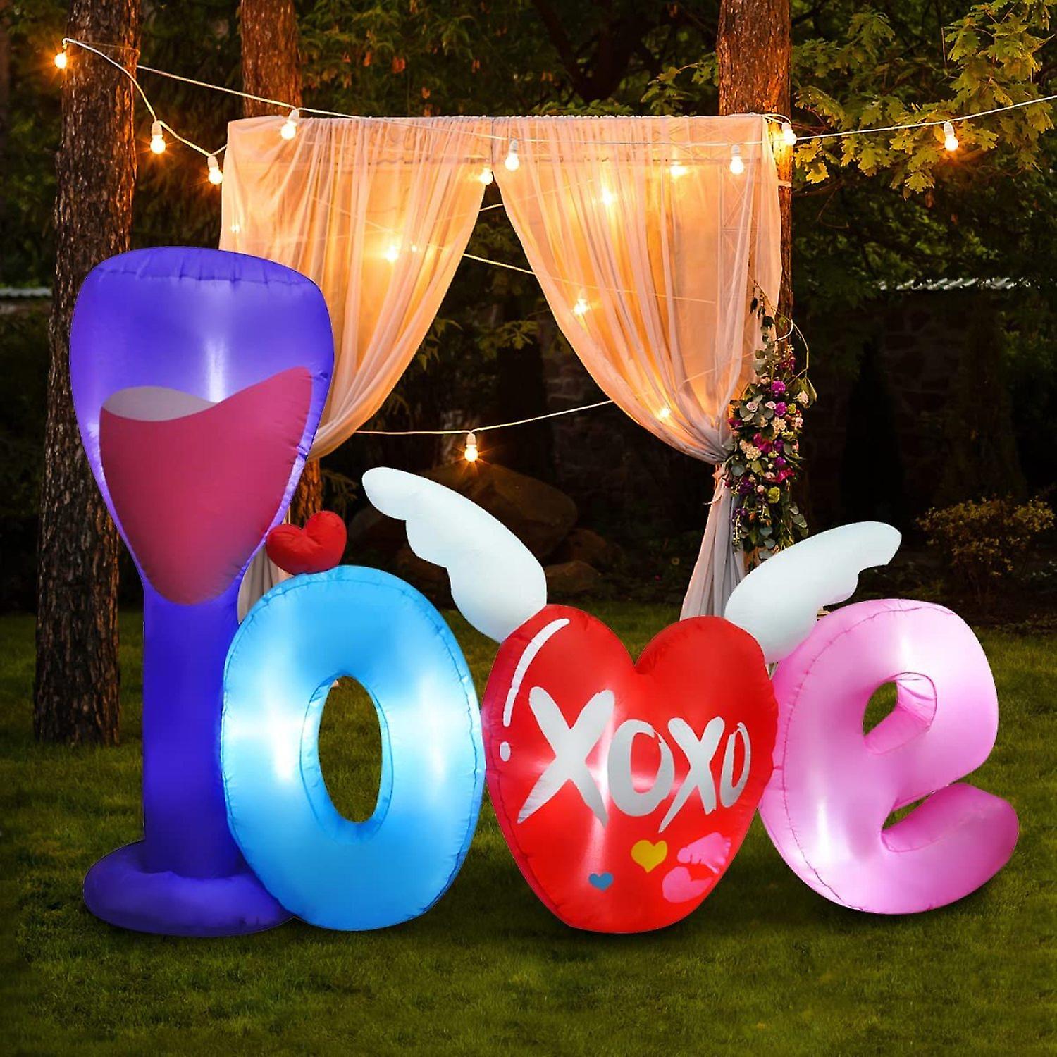 Blowout Fun 7ft Long Inflatable Valentine Love Letters Decoration， Led Blow Up Lighted Decor Indoor Outdoor Holiday Art Decor Decorations Clearance