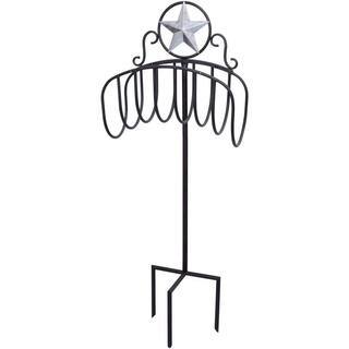 Liberty Garden Manger Style Garden Hose Stand with Star Top Design Black 124-KD