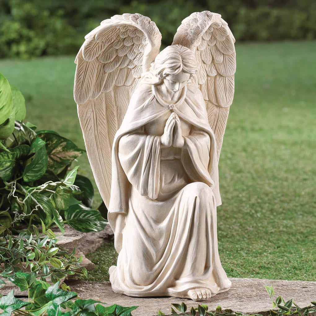 Fox Valley Traders WalterDrake Resin Angel Statue - Religious Garden Statue Remembrance Memorial Guardian Angel – 16 inch