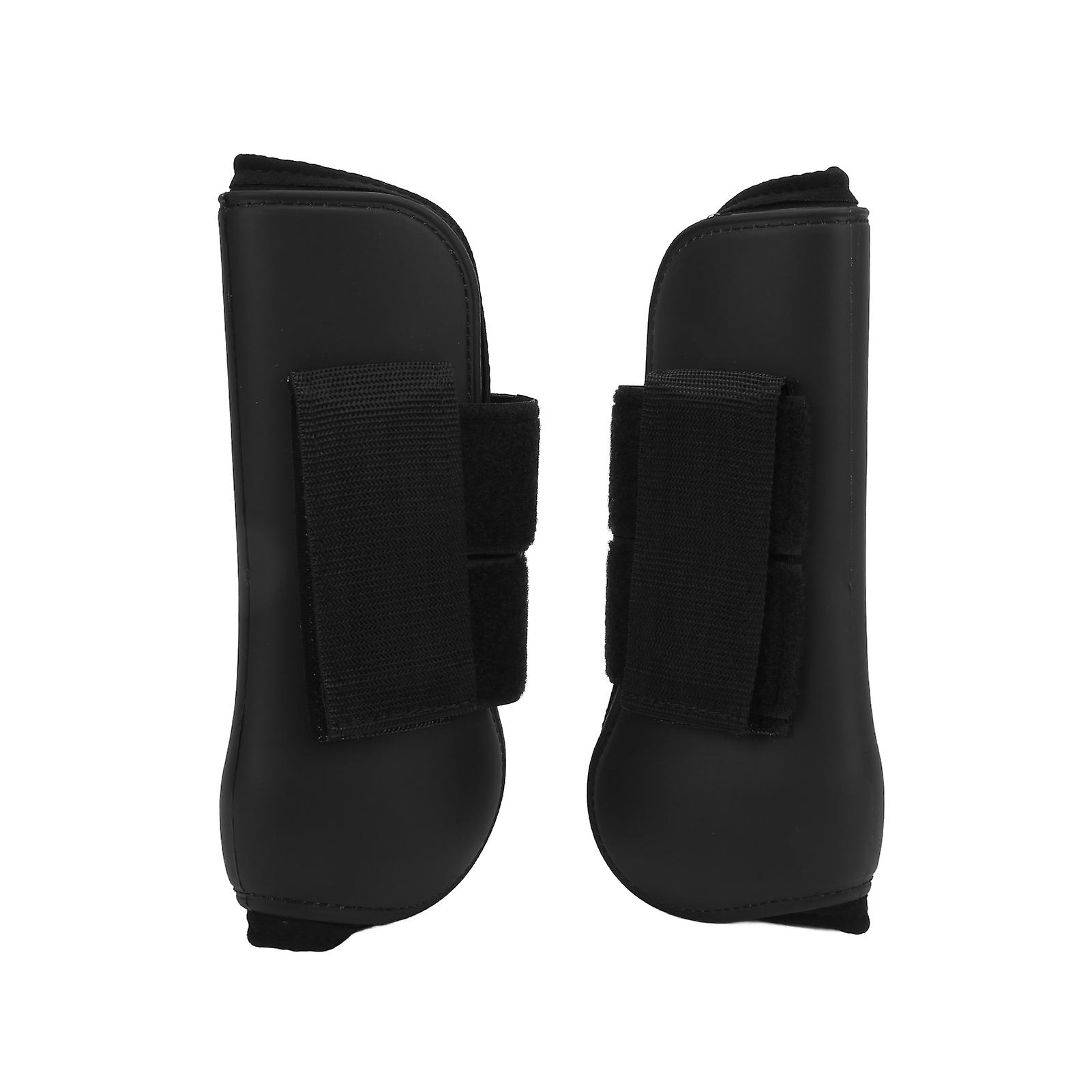 2 Pcs Horse Tendon Boots Set Soft Prevent Slip Cushioning Pu Shell Tendon Guard Boots For Horsesblack Front Legs L