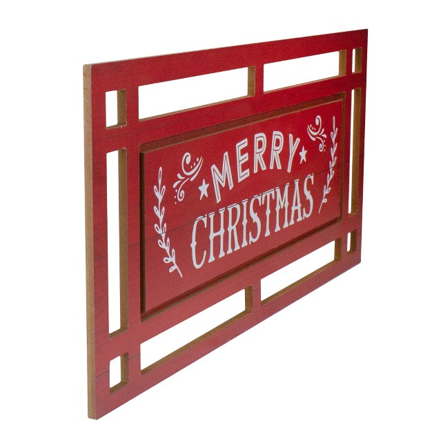 Northlight 24 Red And White Merry Christmas Rectangular Carved Wooden Wall Sign