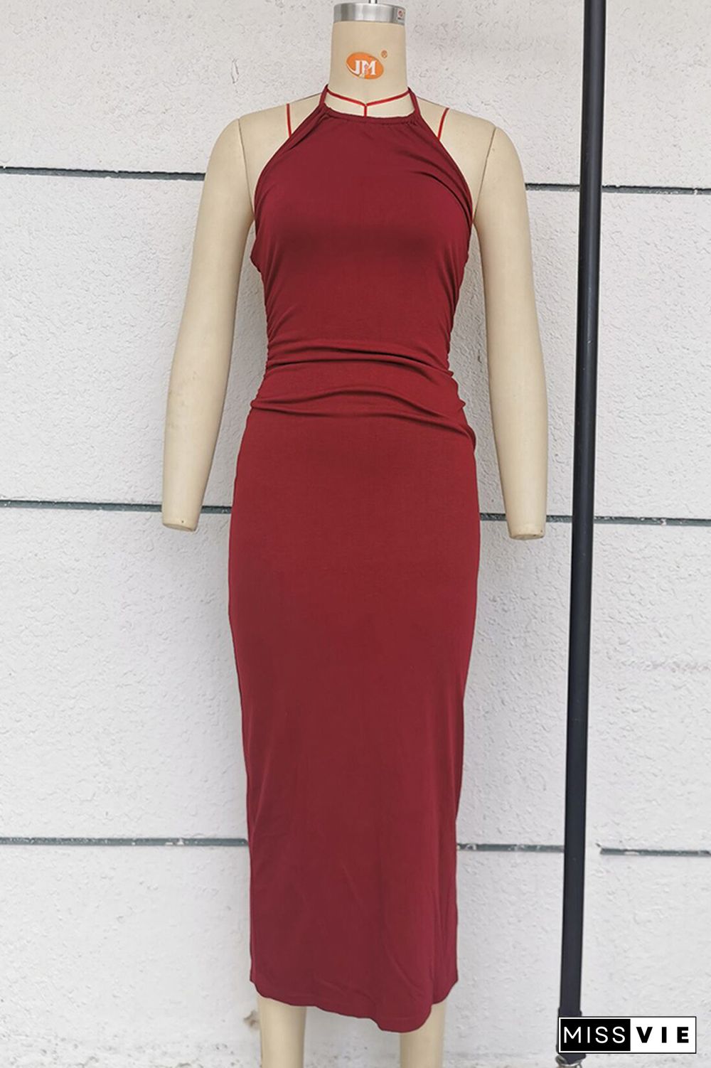 Plain Halter Backless Bodycon Dress Wholesale