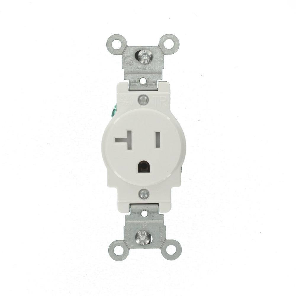 Leviton 20 Amp Commercial Grade Tamper Resistant Single Outlet White (10-Pack) VBX-T5020-W0S