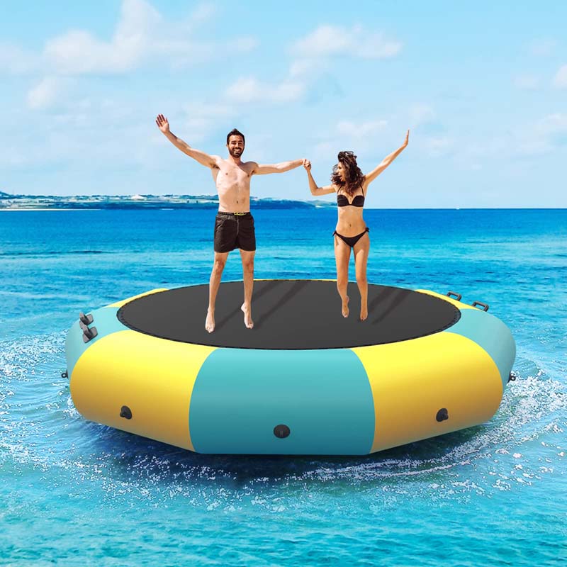 15 FT Inflatable Water Bouncer Trampoline Portable Bounce Swim Platform for Lakes Pools Calm Sea