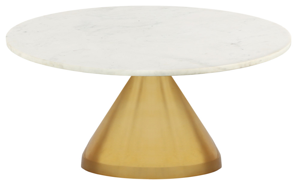 Emery White Marble Coffee Table   Contemporary   Coffee Tables   by Meridian Furniture  Houzz