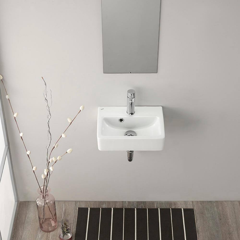 Nameeks Mini Wall Mounted Bathroom Sink in White CeraStyle 001400-U-One Hole