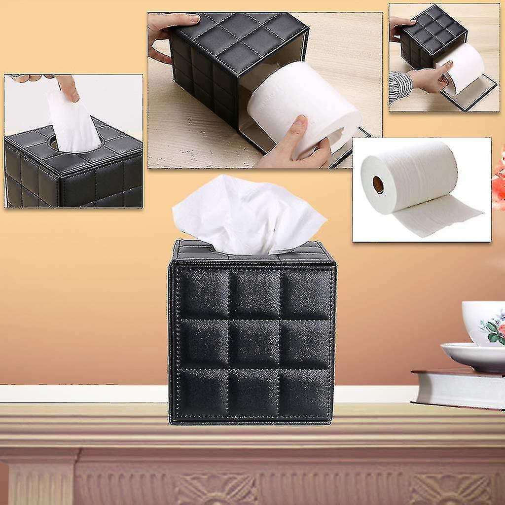 Elegant Pu Leather Tissue Box Holder， Square Napkin Holder， Pumping Paper Case Dispenser， Tissue Hol