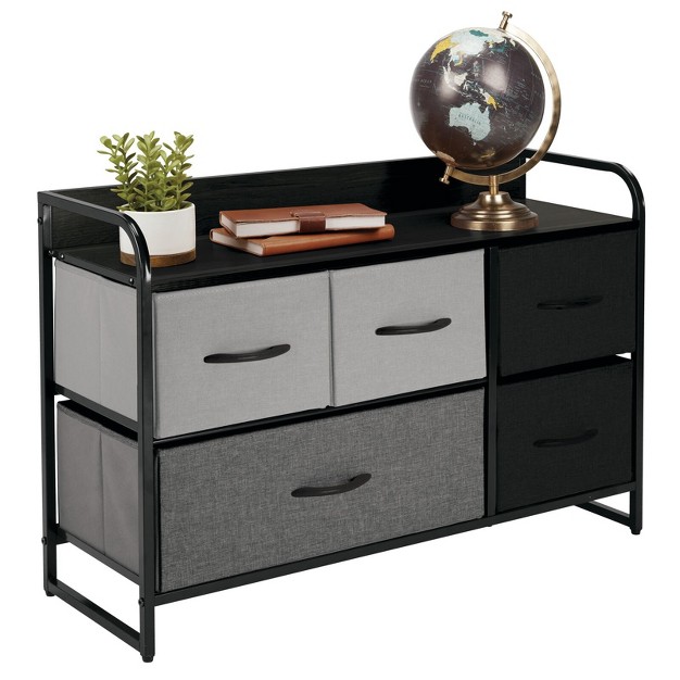 Mdesign Wide Dresser Chest 5 Removable Fabric Drawers Gray multi color black