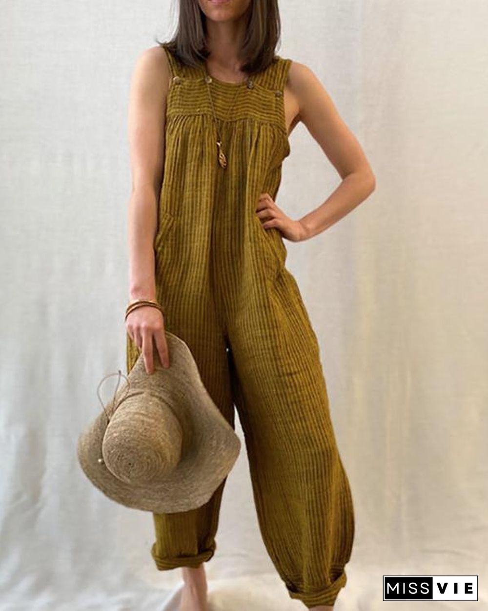 Solid Color Casual Summer Jumpsuit