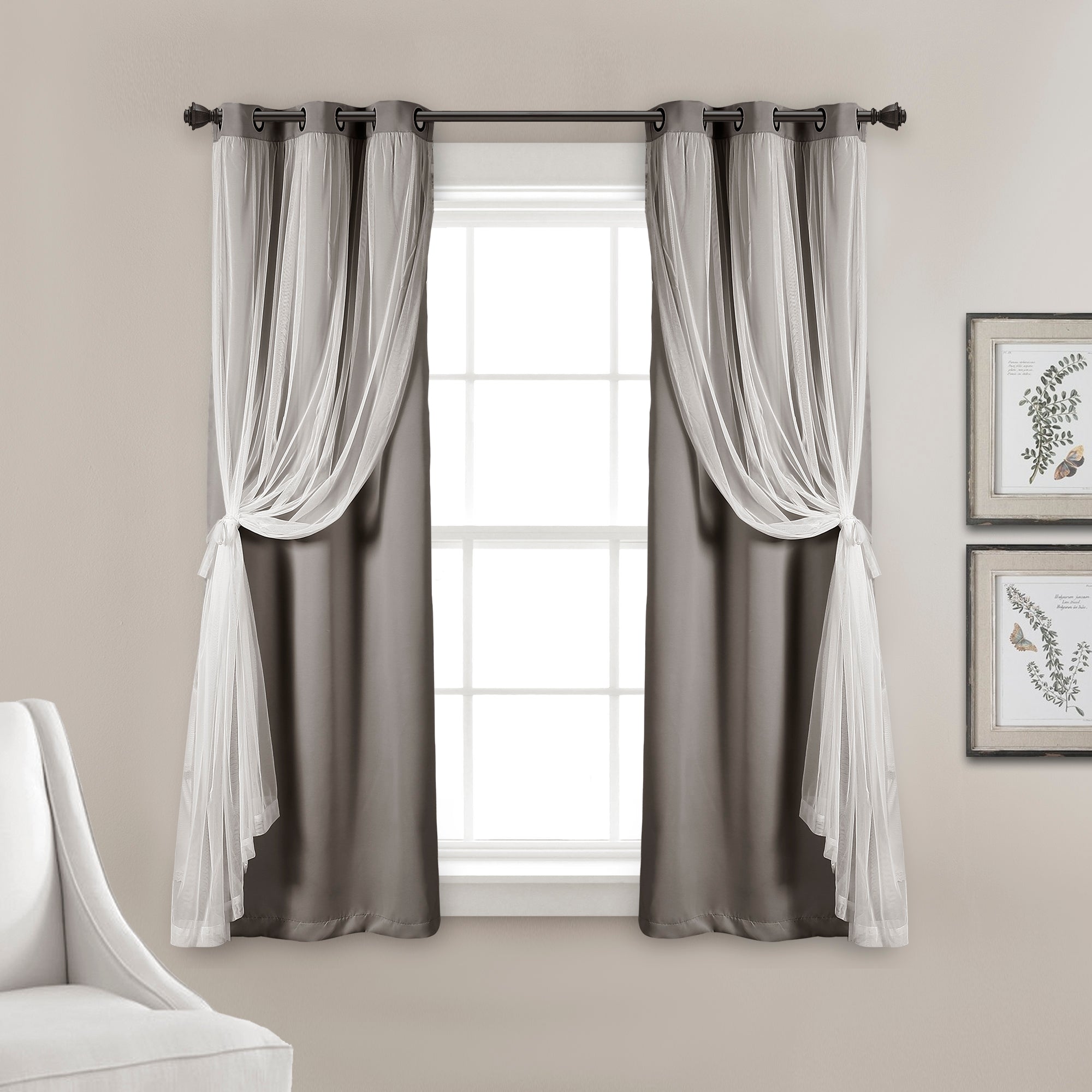 Grommet Sheer With Insulated Blackout Lining Curtain Panel Set