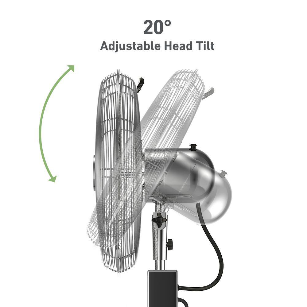 Holmes Adjustable Height 16 in. Oscillating Chrome 3 Speed Digital Stand Fan with Remote Control 12085