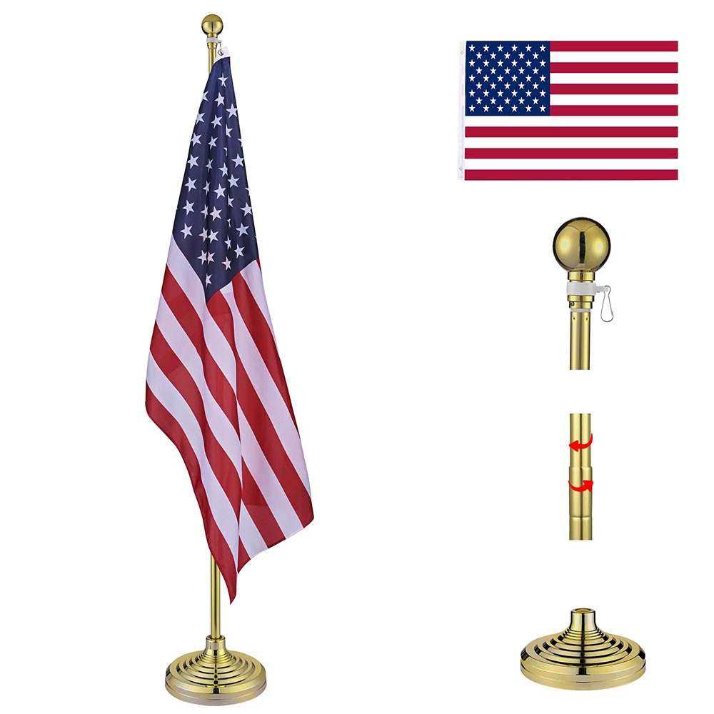 Yescom 8' Indoor Flagpole with Stand US Flag