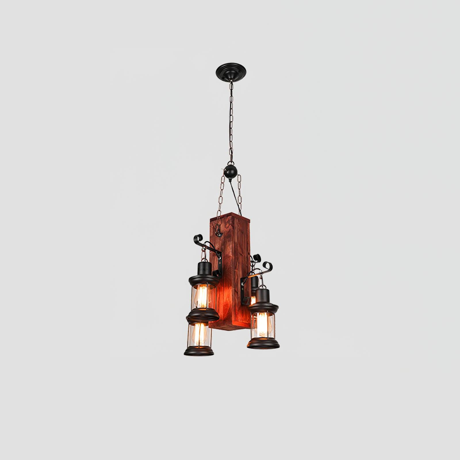 Nautical Industrial Style Wooden Chandelier