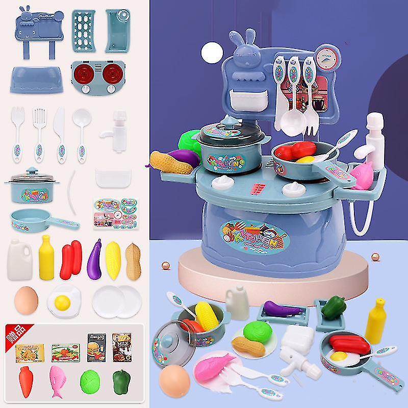 Kitchen Toys Plastic Pretend Food Playset Fruits Vegetables Toys for Children Kids Blue