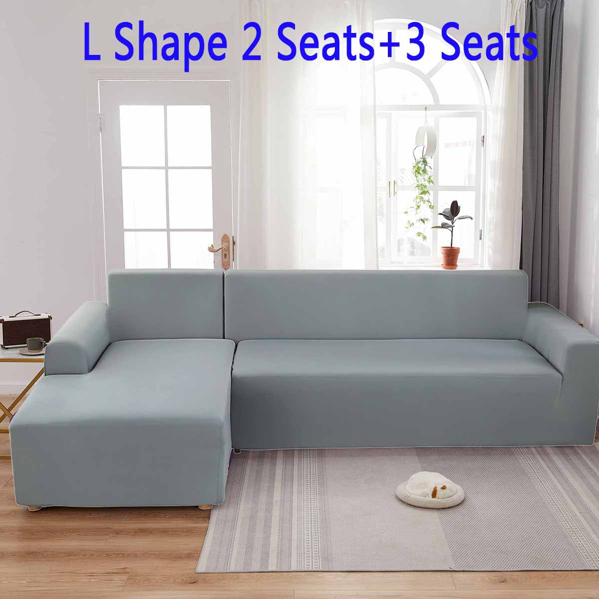 SHANNA L Shape Sofa Slipcover 2 Seats +3 Seats,Sectional Couch Covers L-Shaped Sofa Covers Furniture Protector Stretch Couch Slip Cover with 2pcs Pillow Covers (Gray, L shape 2 Seats+3 Seats)