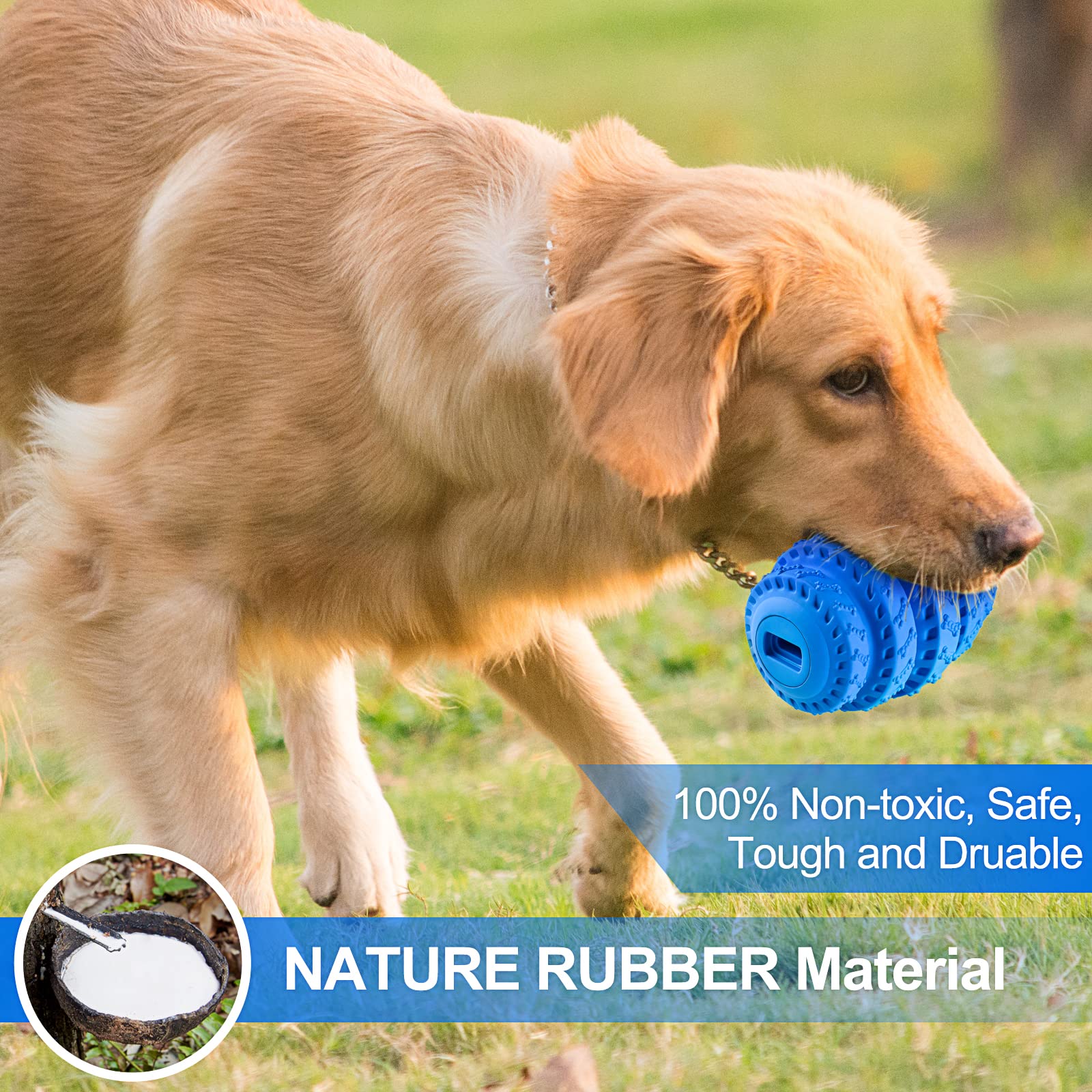 Durable Dog Chew Toys for Aggressive Chewers Large Medium Breed， Interactive Tough Dog Toys with Natural Rubber for Large and Medium Dog Teeth Cleaning