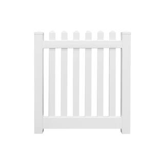 Weatherables Plymouth 5 ft. W x 4 ft. H White Vinyl Picket Fence Gate Kit Includes Gate Hardware SWPI-3R5.5-4x60