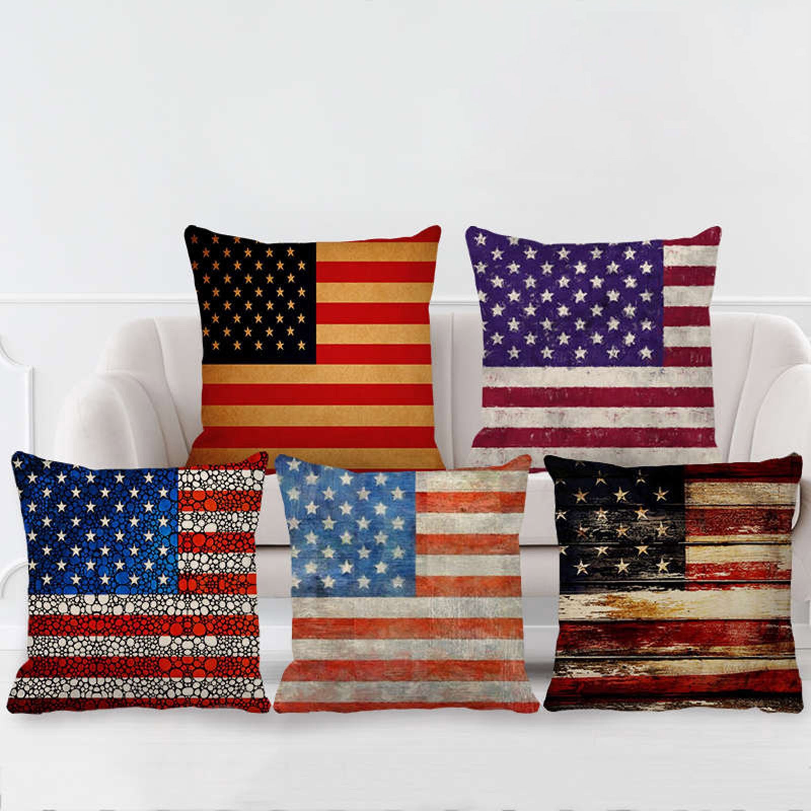 Fridja 1pcs 4th of July Pillow Cover, Patriotic Throw Cushion Cover, American Flag Pillow Case, Independence Day Cushion Case for Sofa, Couch, Bedroom Home Decoration, 18