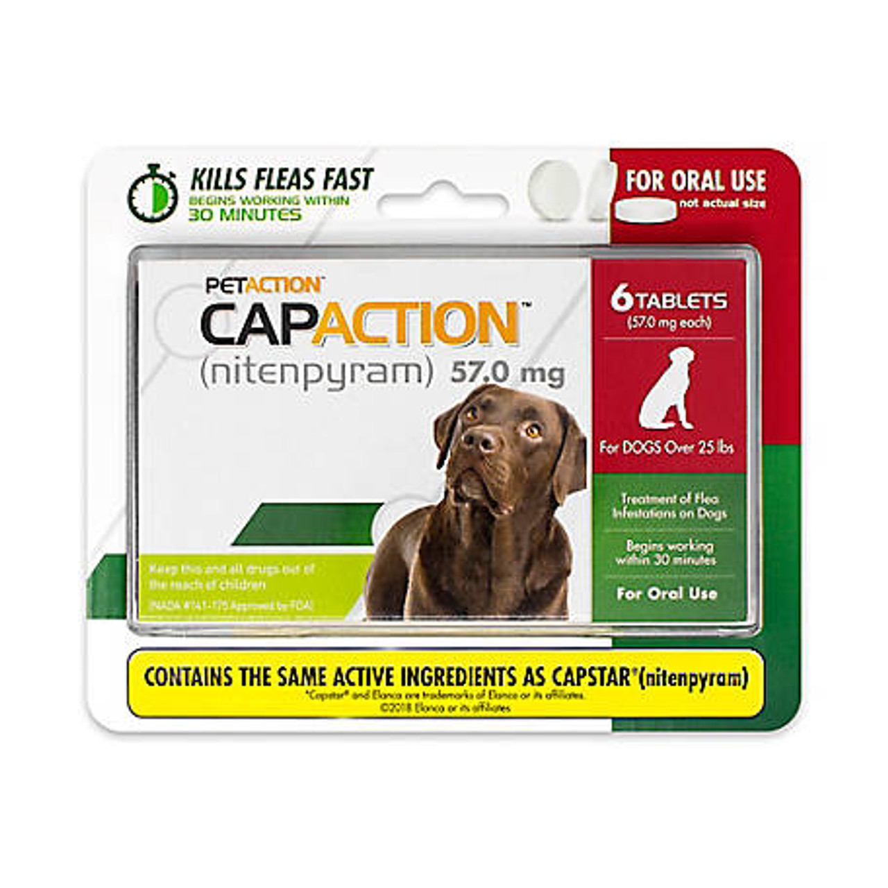 CapAction Large Dog Flea Tabs， 6 Pack