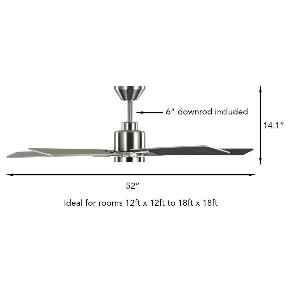 Hampton Bay Zandra 52 in. White Changing Integrated LED Brushed Nickel Smart Hubspace Ceiling Fan with Light Kit and Remote Included 92380