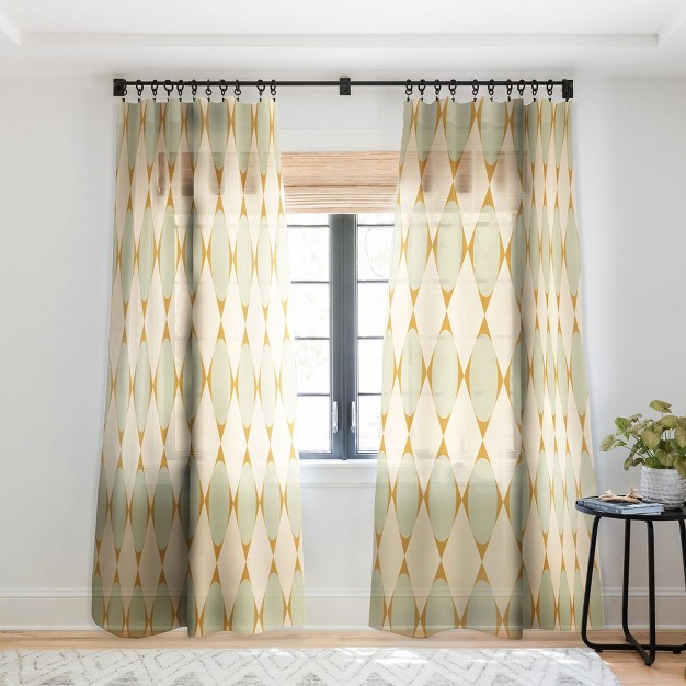 Colour Poems Retro Geometric Pattern Iii Set Of 2 Panel Sheer Window Curtain Deny Designs