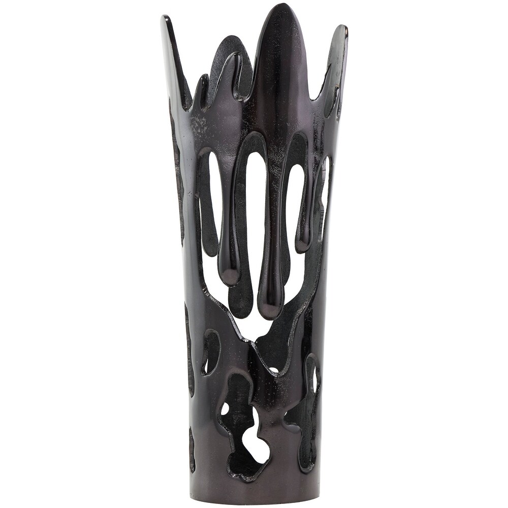 Silver  Gold or Black Aluminum Drip Vase with Melting Designed Body (Set of 2)