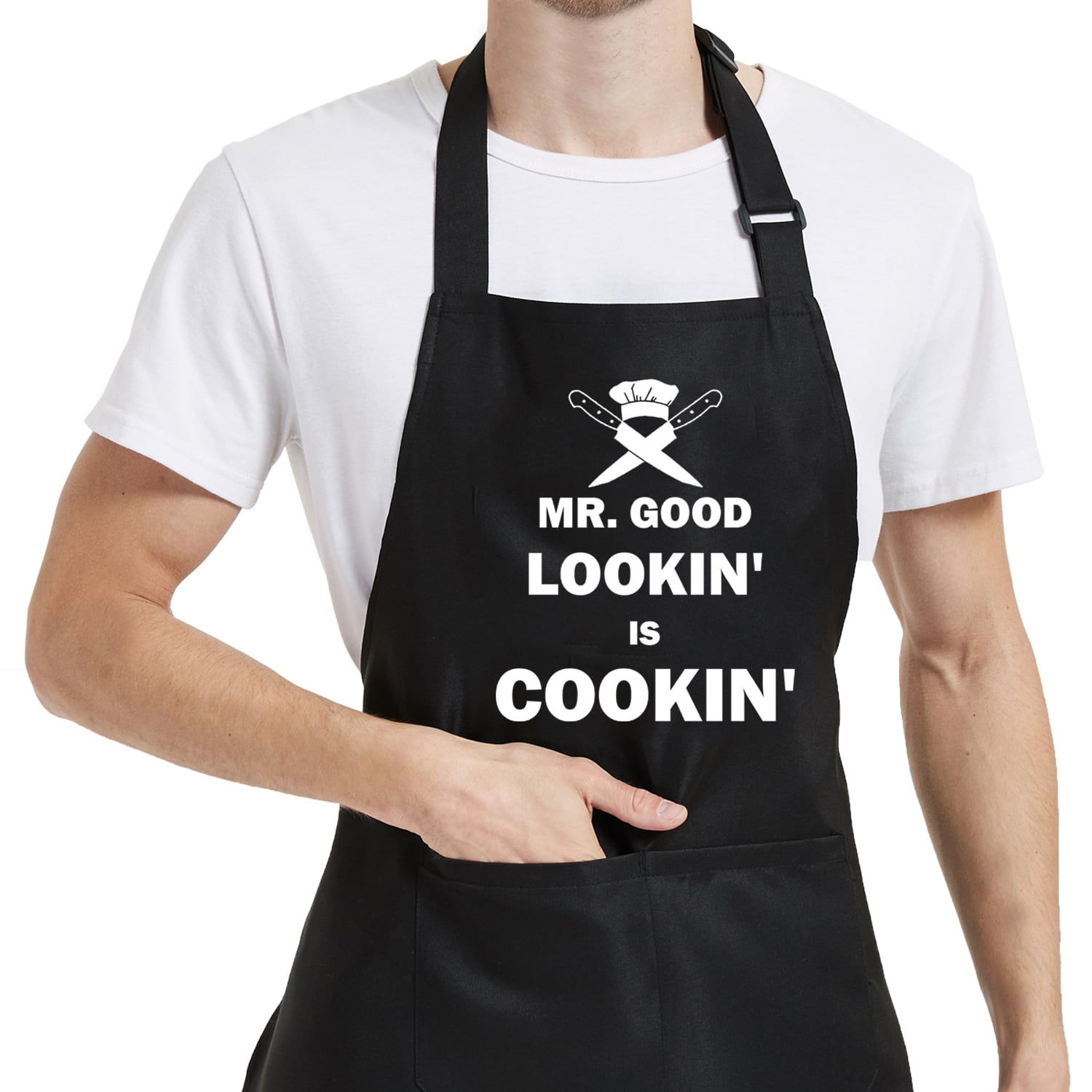 Cooking Aprons for Men， Funny Grill BBQ Kitchen Chef Apron for Men Dad Husband， Grilling Gifts for Fathers Day Birthday