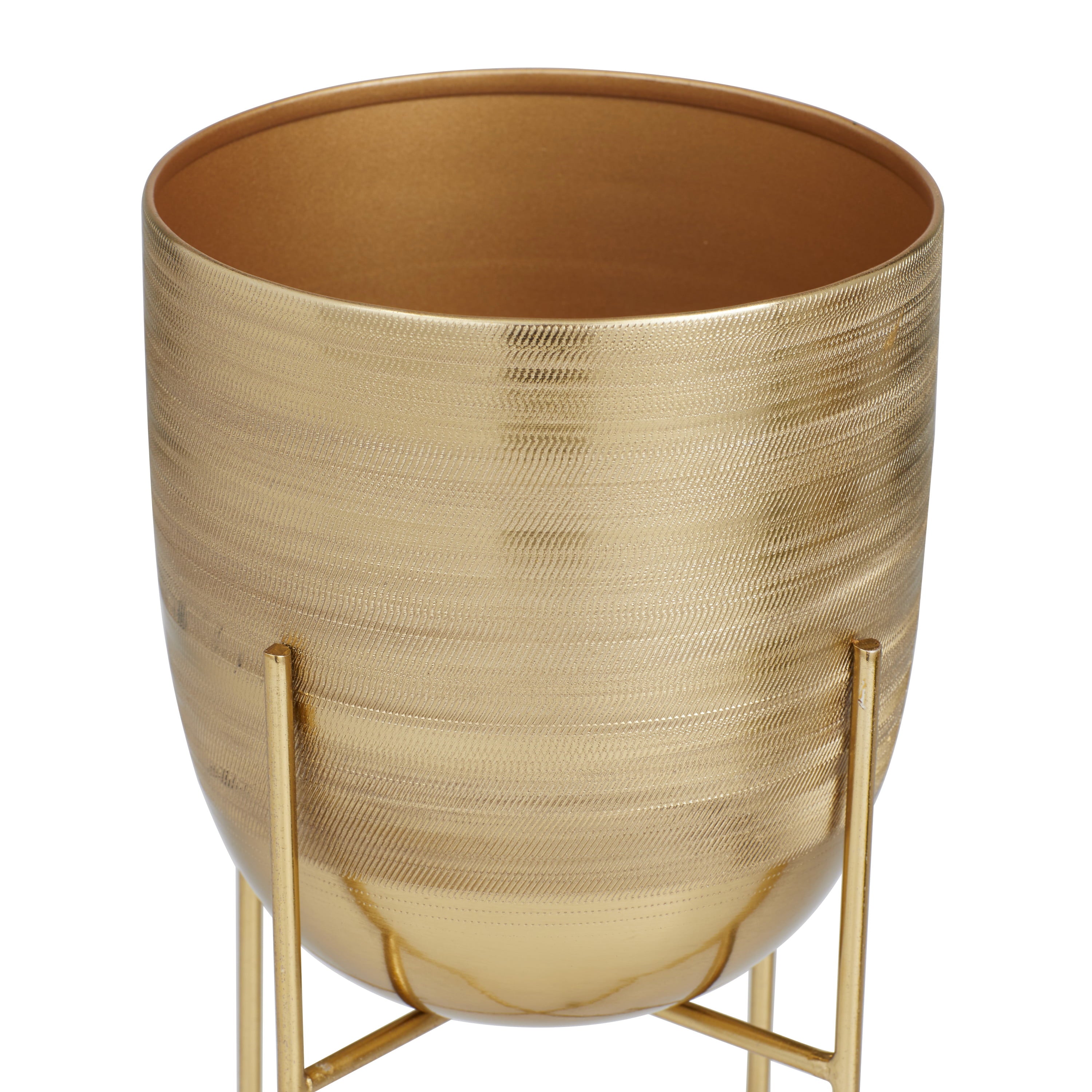 DecMode 6", 5"W Gold Metal Planter with Removable Stand (2 Count)