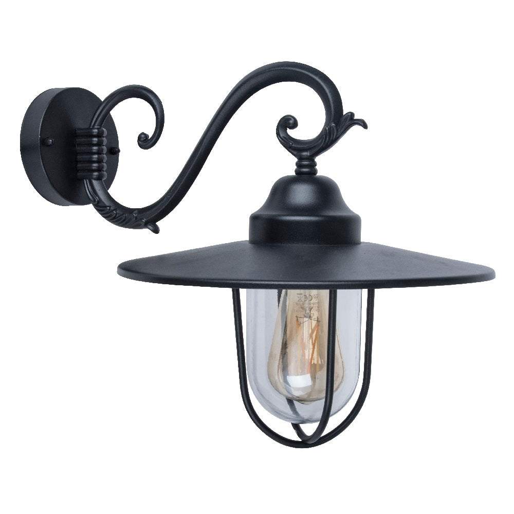 Lutec 5291401012 Lucy Black Outdoor Vintage Coach Down Lantern Wall Light