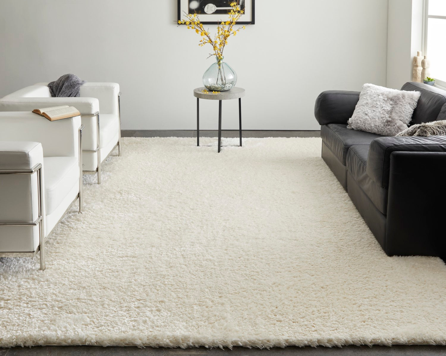 Loman Solid Color White Rug