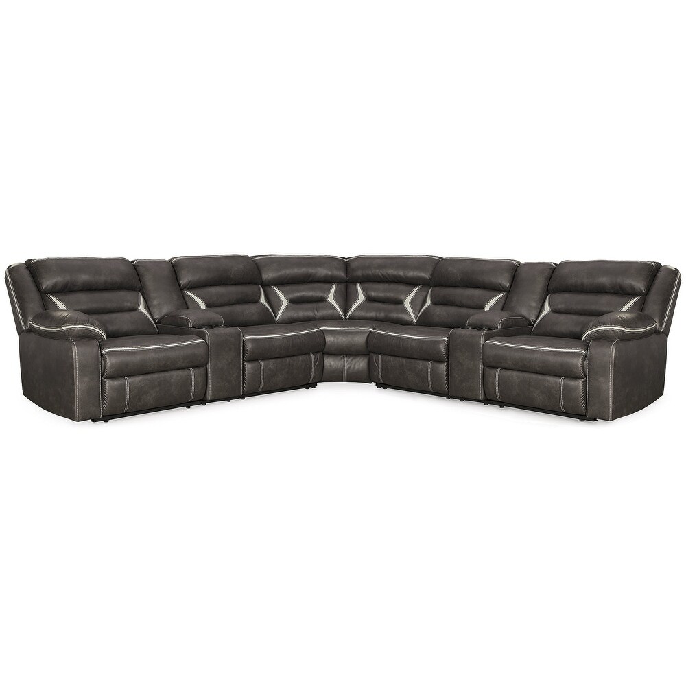 Signature Design by Ashley Kincord Black 3 Piece Power Reclining Sectional   120\