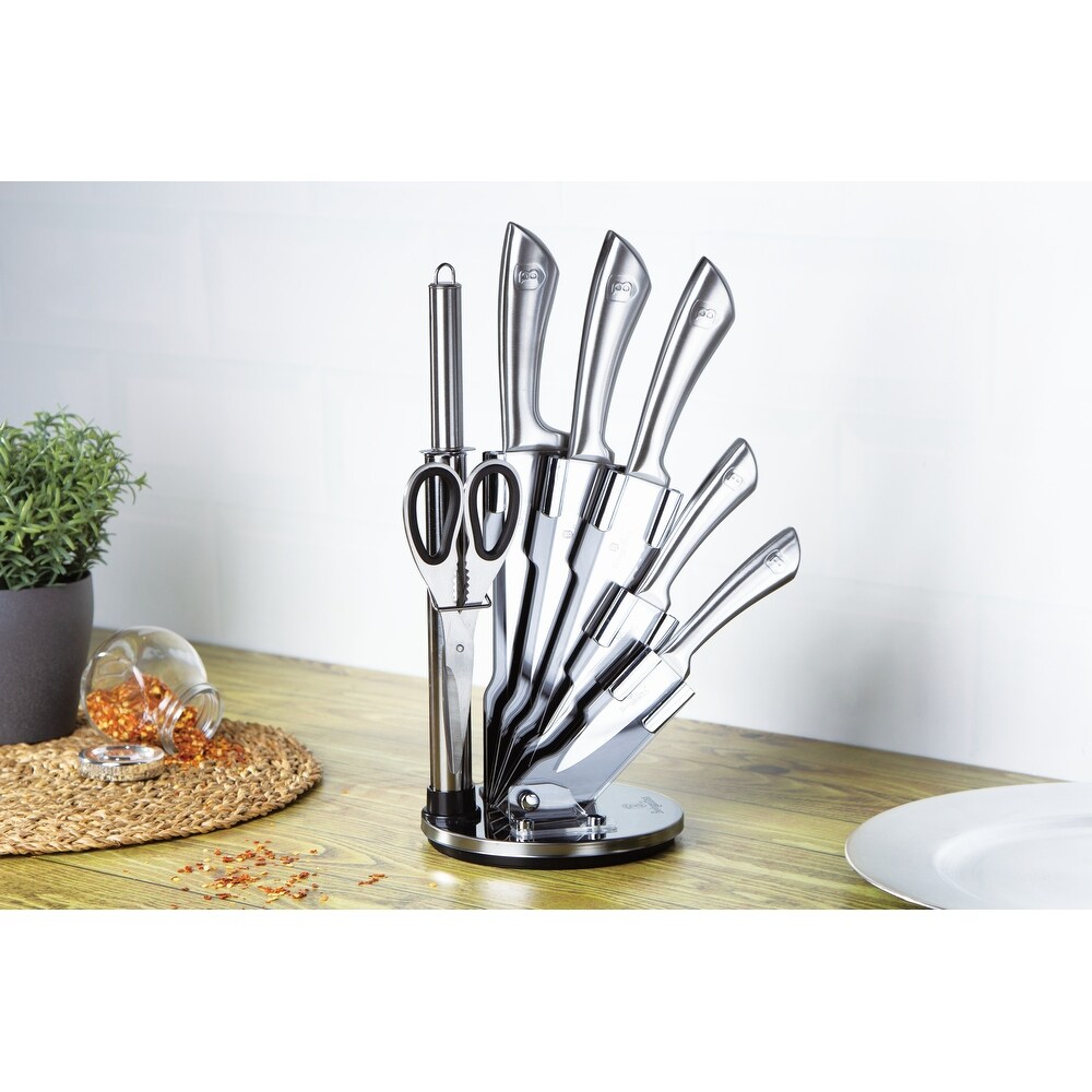 Berlinger Haus 8 Piece Knife Set w/ Acrylic Stand  Steel Collection