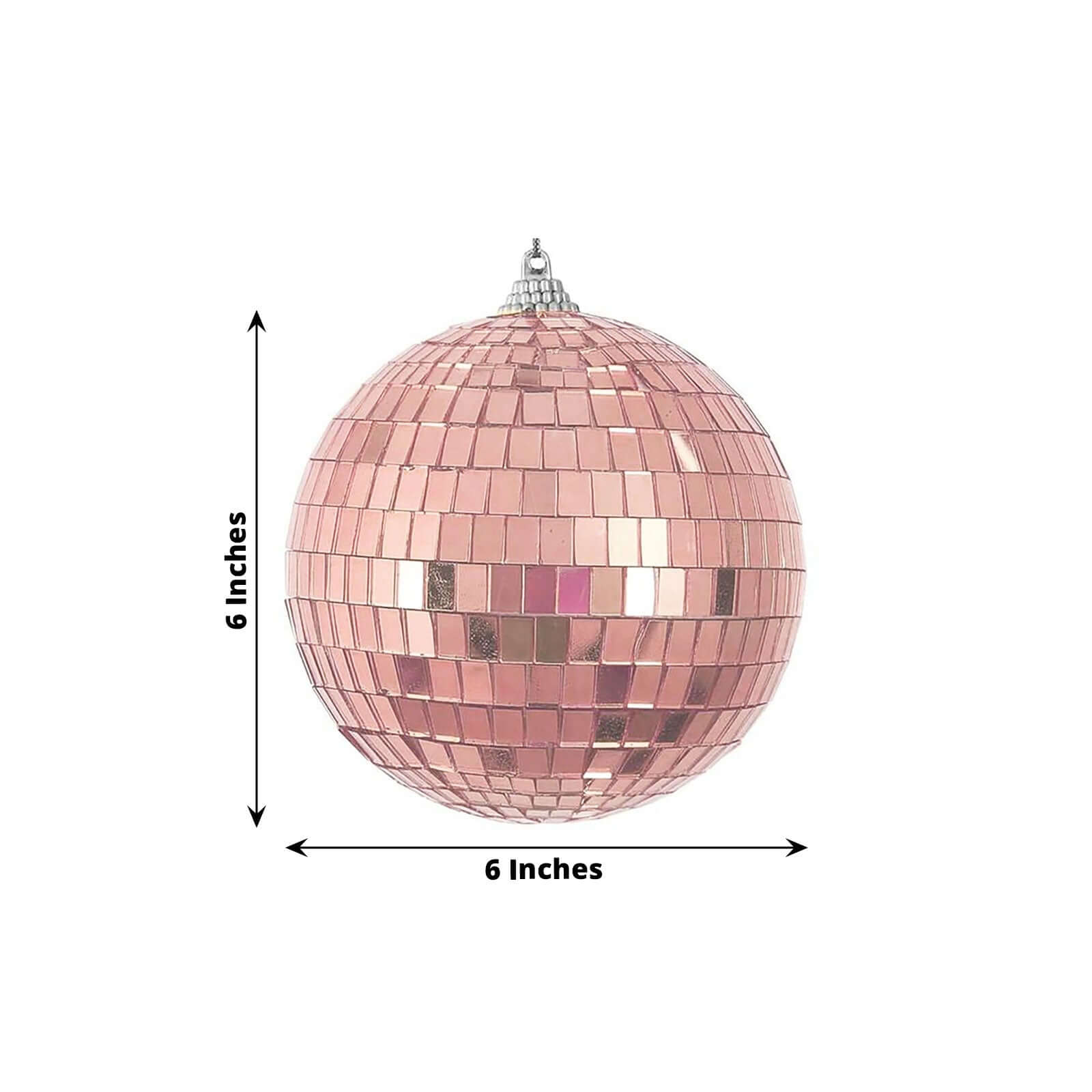 4 Pack Rose Gold Foam Disco Mirror Ball With Hanging Strings, Holiday Christmas Ornaments 6