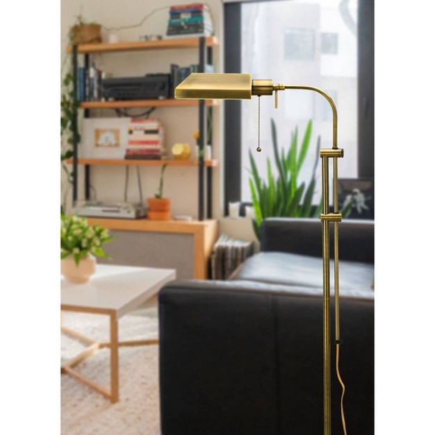 X 57 quot Adjustable Height Metal Pharmacy Floor Lamp Antique Brass Cal Lighting