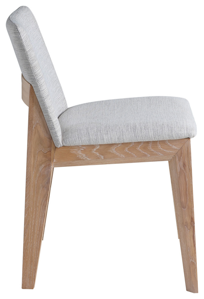 Deco Oak Dining Chair  White PVC  Set of 2   Midcentury   Dining Chairs   by Moe  x27s Home Collection  Houzz