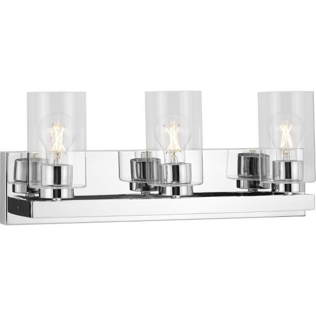 Progress Lighting Goodwin 3 light Vanity Light Polished Chrome Clear Glass Shades