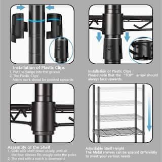 6-Tiers 16 Pots Metal Storage Rack Planter with Hanger Rod for Living Room Balcony and Garden Black B09MCVM9MV