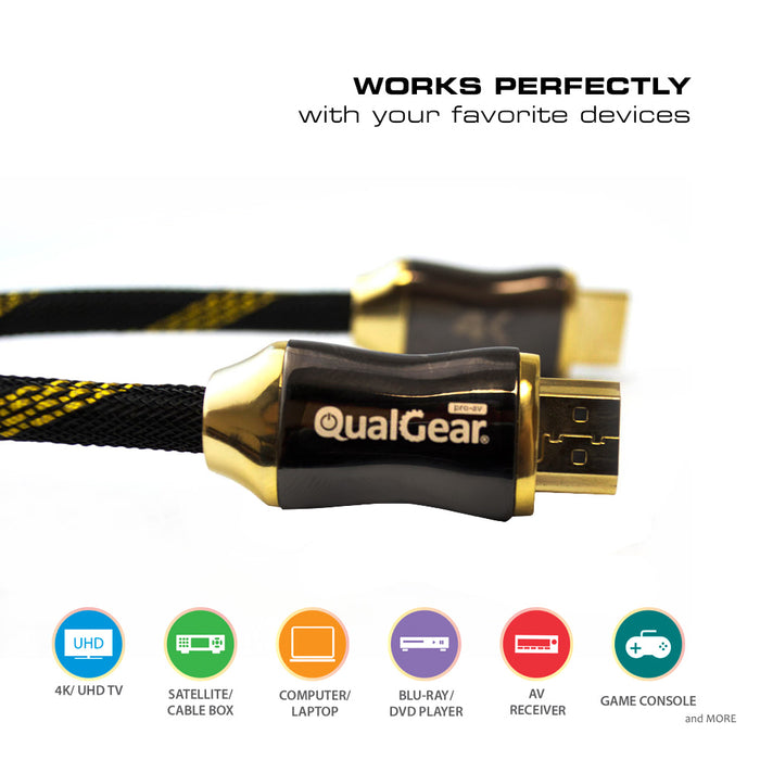 QualGear 3 Feet High Speed HDMI Premium Certified 20b cable with 24K