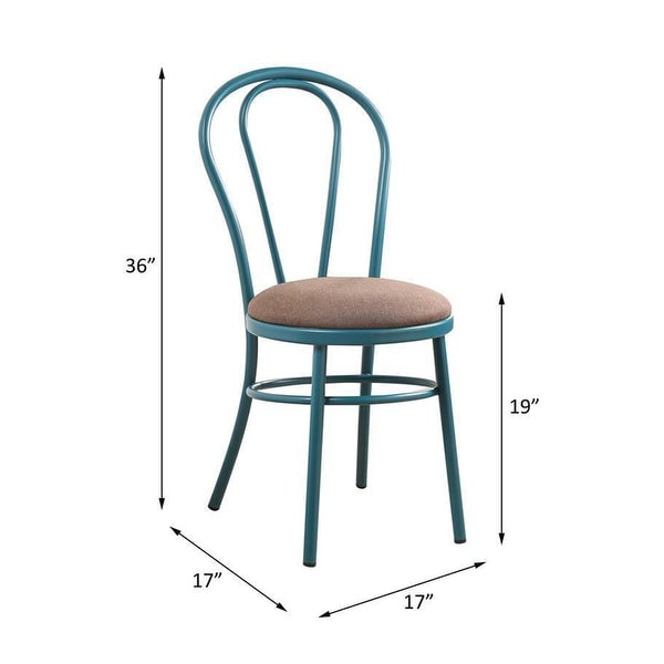 Set of 2 Metal Side Chair with Seat Cushion Brown and Teal - 17x36