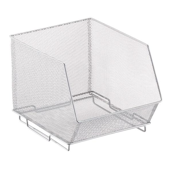 Design Ideas Open Front Mesh Silver Stacking Bins