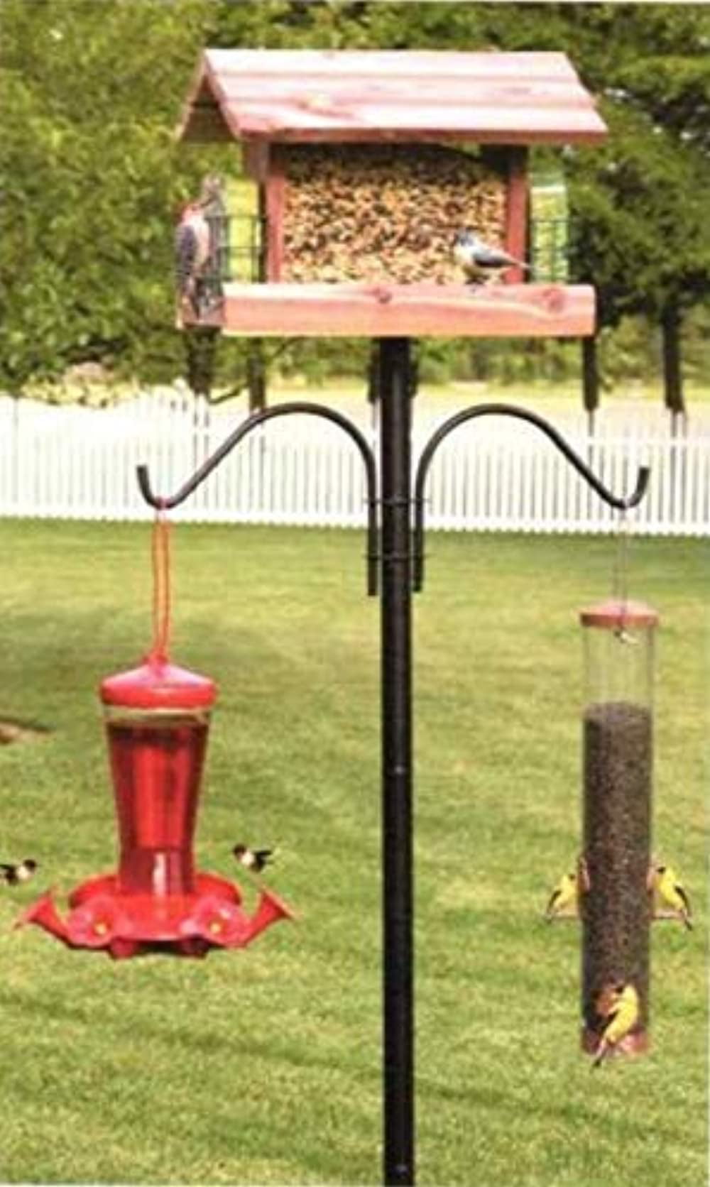 Pennington Premium Wild Bird Feeder Pole Plus， 5 feet Installed Height， Black